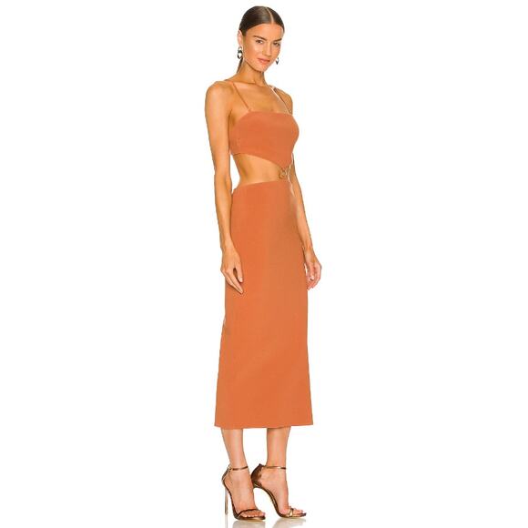 Bec & Bridge Alba Cut-Out Midi Dress in Terracotta, Size 4 - Picture 2 of 9